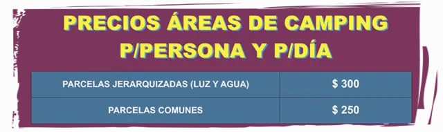 Tarifa áreas de camping